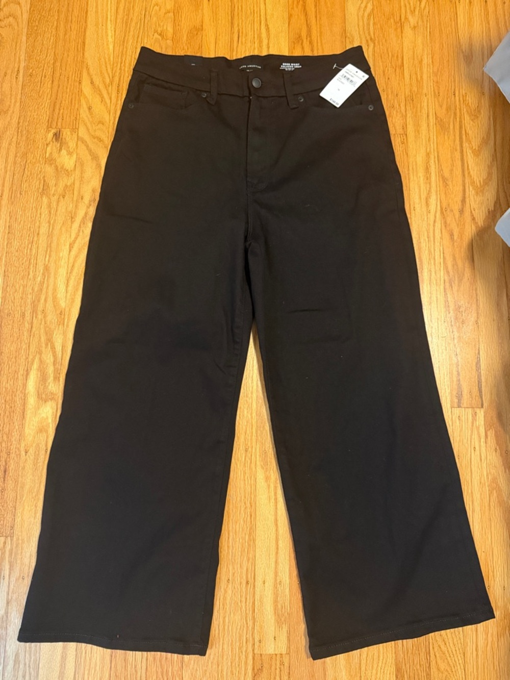 Good American Black Cropped Palazzo Jeans